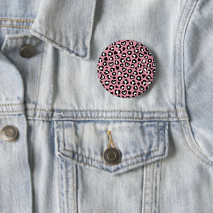 Djurtryck, Rosa Leopard, Cheetah Spots, Hearts Knapp