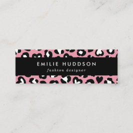 Djurtryck, Rosa Leopard, Cheetah Spots, Hearts Mini Visitkort