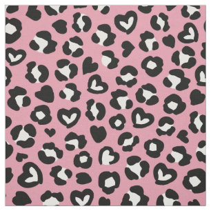 Djurtryck, Rosa Leopard, Cheetah Spots, Hearts Tyg
