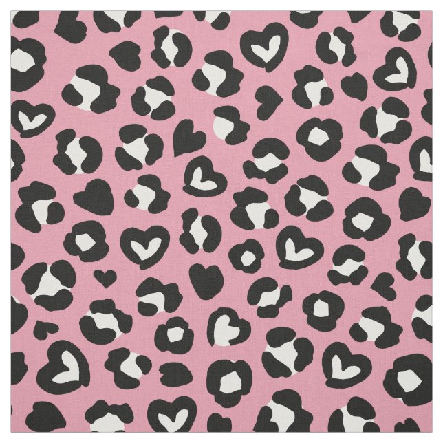 Djurtryck, Rosa Leopard, Cheetah Spots, Hearts Tyg (Provkarta)