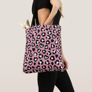 Djurtryck, Rosa Leopard, Cheetah Spots, Hearts Tygkasse