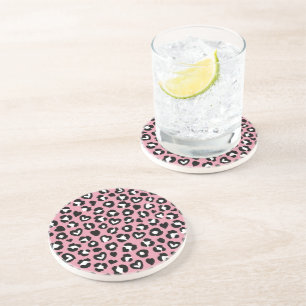 Djurtryck, Rosa Leopard, Cheetah Spots, Hearts Underlägg