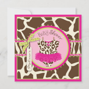 Djurtryck Tutu Safari Bebis Shower Inbjudningar