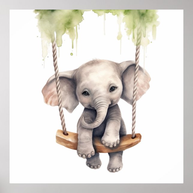 Djurungtryck för barnkammare, Safari affisch (Framsidan)