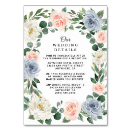 Djurutrymmeskort för Dusty Blue  Peach Bröllop Bordsnummer