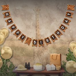 Djurutskrift Giraffe Birthday Bunting Banner Vimplar