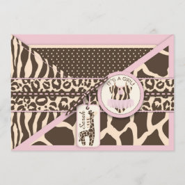 Djurutskrift Giraffe och Tutu Jumper Baby Shower Inbjudningar