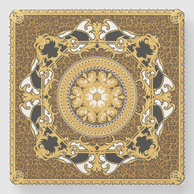 Djurutskrift Golden Scrollss Silke Stenunderlägg (Framsidan)