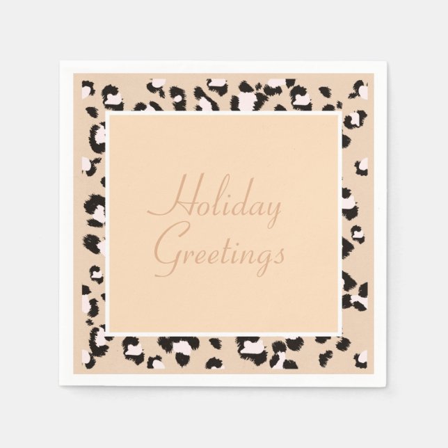 Djurutskrift på Light Pastel Kraft Background Pappersservett (Framsidan)