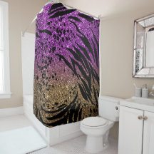 Djurutskrift på Lila och Guld Glitter