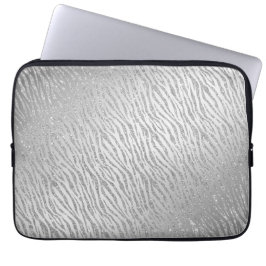 Djurutskrift Silver Glitter Glam Laptop Fodral