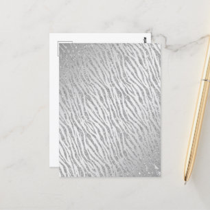 Djurutskrift Silver Glitter Glam Vykort