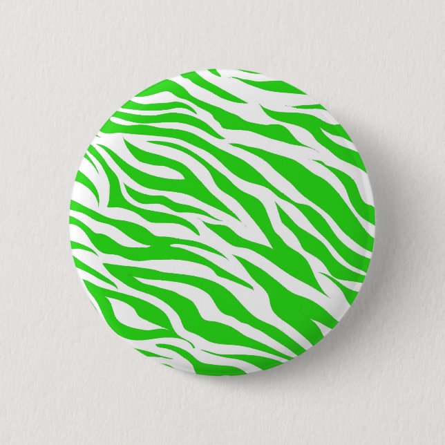 Djurutskrifter i Vilden Lime Green White Zebra rän Knapp (Framsida)
