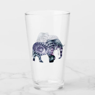 Djurvälfärd - Elefantsilhuett Fraktal 2 Glaskopp