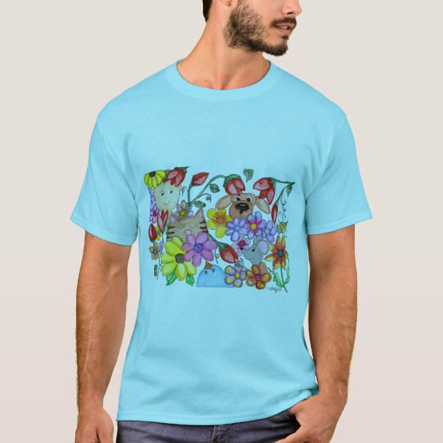 Djurvänner bland blommorna t shirt (Framsida)