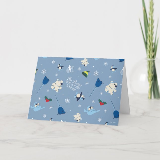 Djurvänner "Hejdå kompis" vintermönster Helgkort (Framsida)