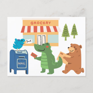 Djurvänner vid postlådevykortet helg vykort