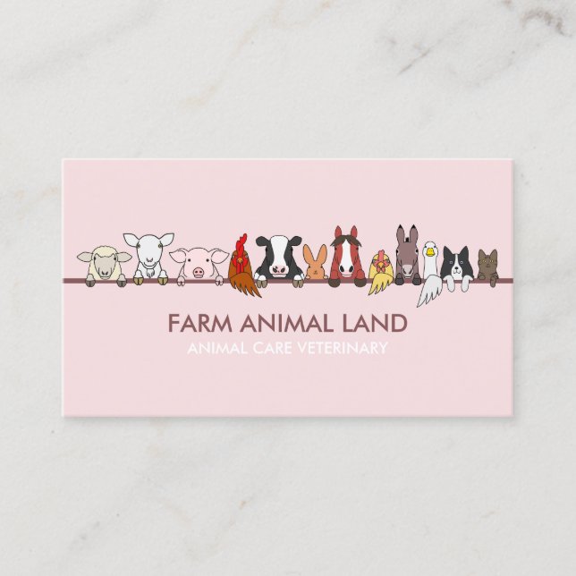 Djurvård Pink för lantbruksdjur Visitkort (Framsida)