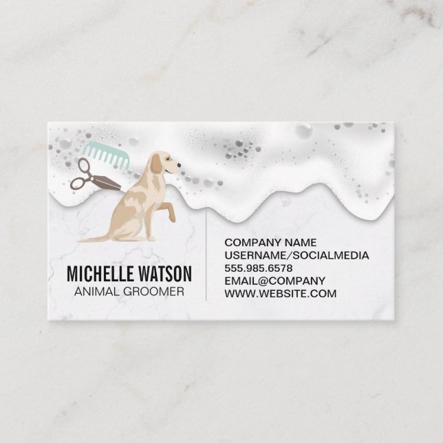 Djurvård | Tvätta tvål och soppa i Hund Visitkort (Framsida)