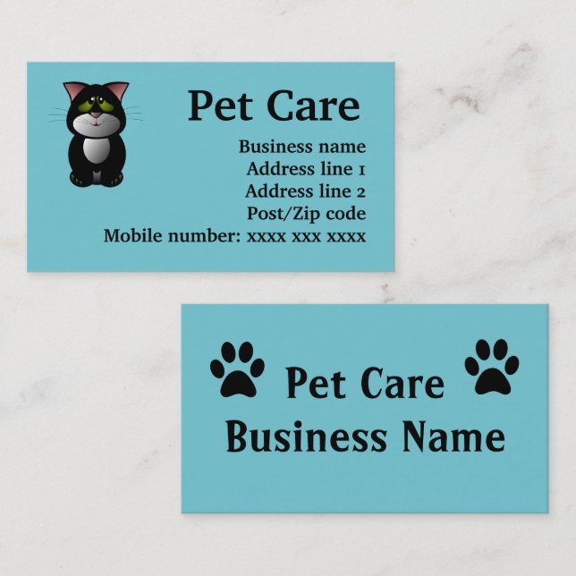 Djurvård Visitenkort Visitkort (Fram/baksida)