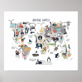 Djurvärldskarta Poster