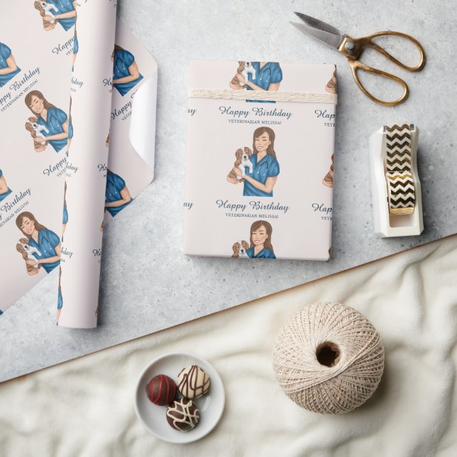 Djurveterinär Doktor Vet och hundfödelsedag Presentpapper (Hantverk)