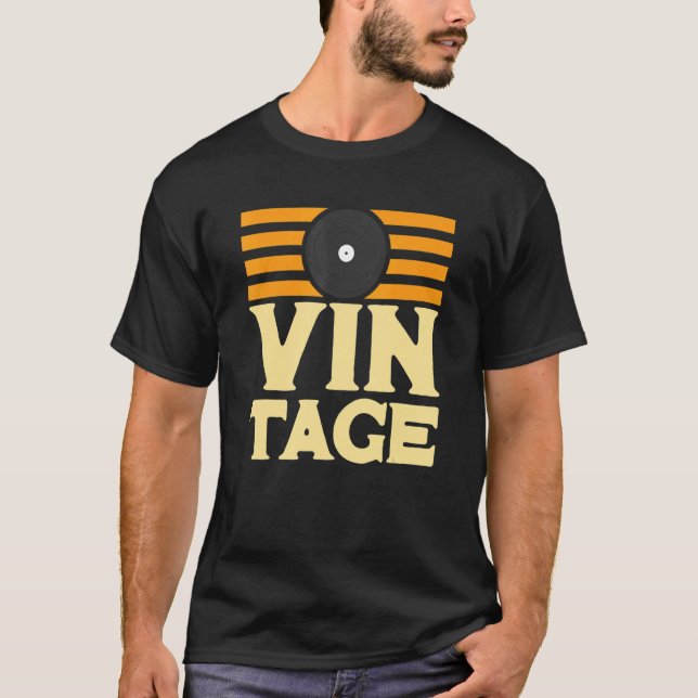 DJVinyl Record Album Spinning 80s Retro Graphic T Shirt (Framsida)