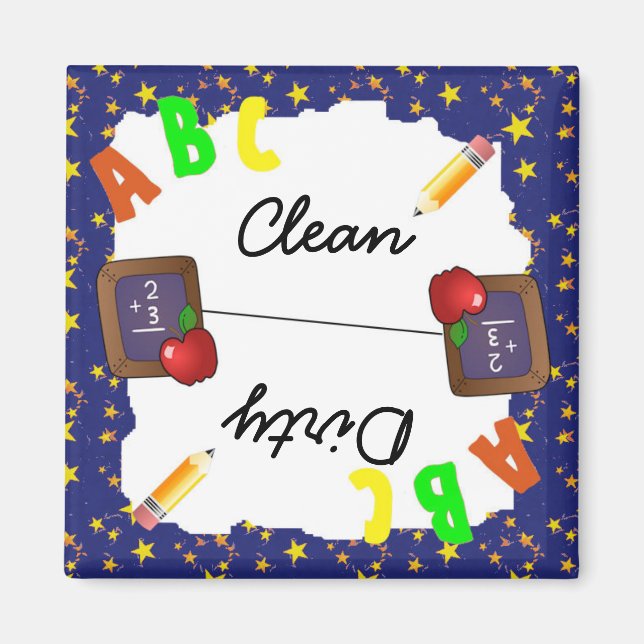 DK Blue Clean & Dirty School Chalkboard Magnet (Framsidan)