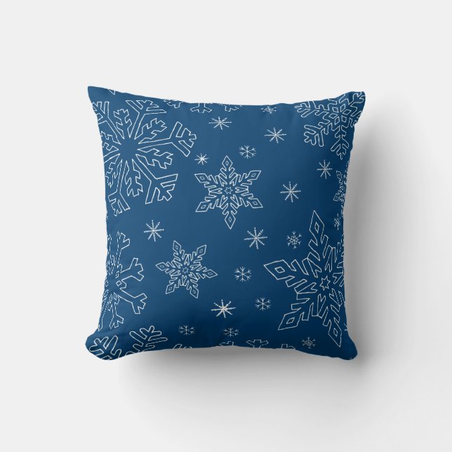 Dk Blue jul BG Snowflake Boarder Clipart Kudde (Framsida)