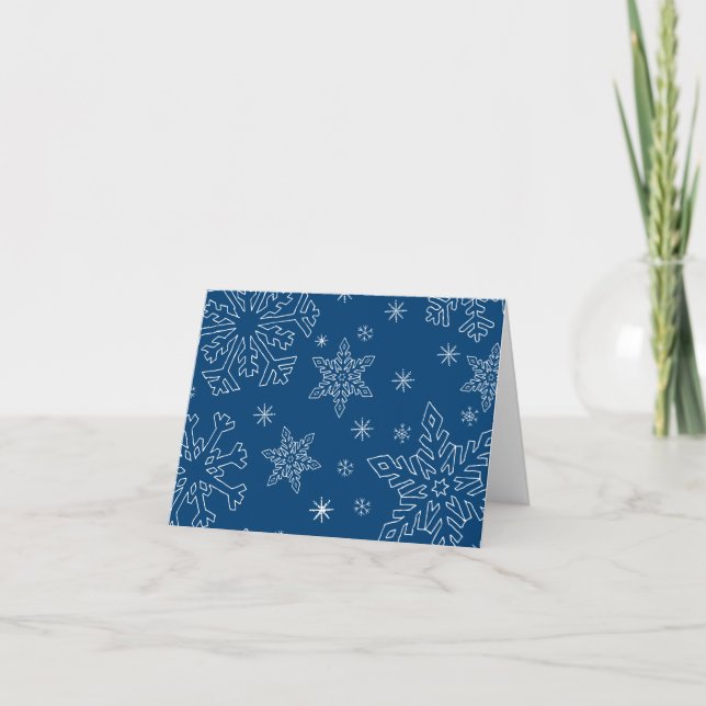 Dk Blue jul BG Snowflake Boarder Clipart Thr Tack Kort (Framsida)
