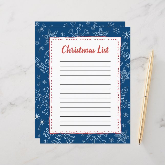 Dk Blue Snowflake jul - jultomtslista (Fram/Back In Situ)