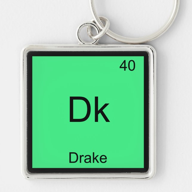 DK - Drake-lubb-Inslag-symbol T-Shirt Fyrkantig Silverfärgad Nyckelring (Framsidan)