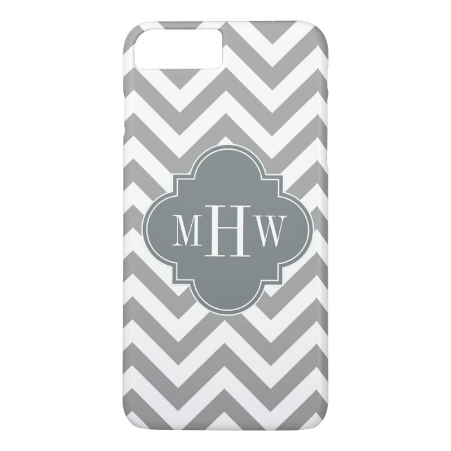 Dk Grått Lg Chevron Charcol Quatrefoil 3 Monogram Case-Mate iPhone Skal (Baksida)