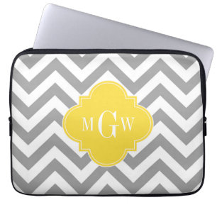 Dk Grått Lg Chevron Pineapple Quatrefoil 3 Monogra Laptop Sleeve