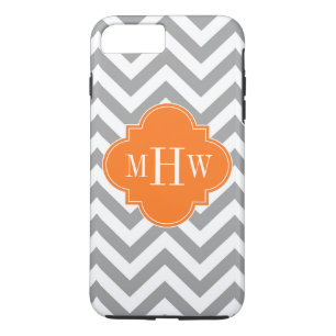 Dk Grått Lg Chevron Pumpkin Quatrefoil 3 Monogram