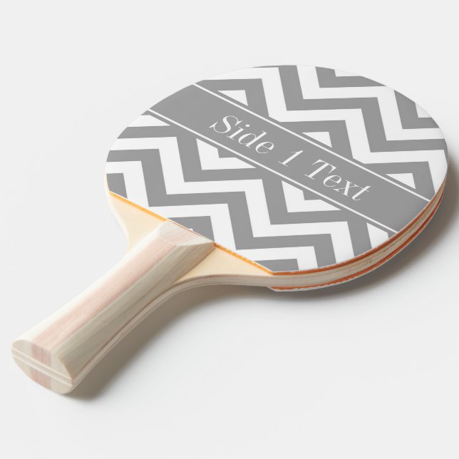Dk Grått White LG Chevron Dk Grått Namn Monogram Pingisracket (Frontvinkel)