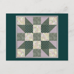 Dk Grön & Lavendel Stjärnplättsquilt Vykort