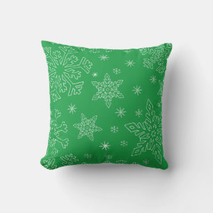 Dk Grönt jul BG Snowflake Boarder Clipart Kudde