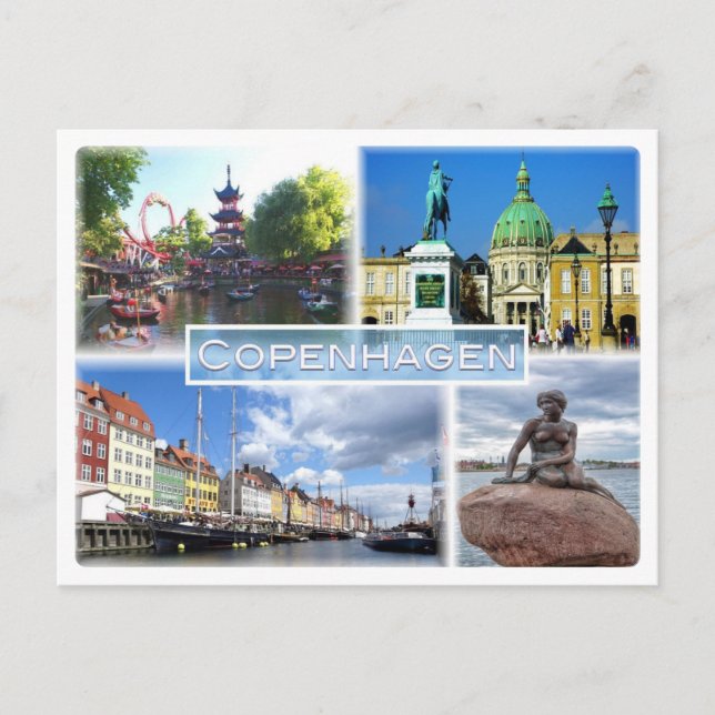 DK Köpenhamn - Tivoli Garden - Amalienborg County Vykort (Framsida)