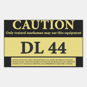 DL 44 BLASTER CERTIFICATION STICKER REKTANGULÄRT KLISTERMÄRKE