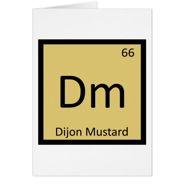 Dm - Dijon Mustard Chemistry Periodic Bord Symbol Hälsningskort (Framsidan)