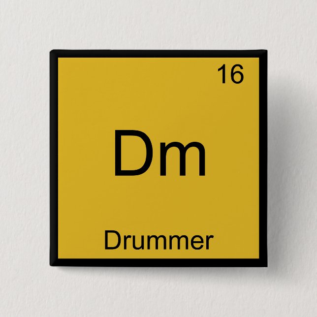 Dm - Drummer Funny Chemistry Inslag-symbol Te Knapp (Framsida)