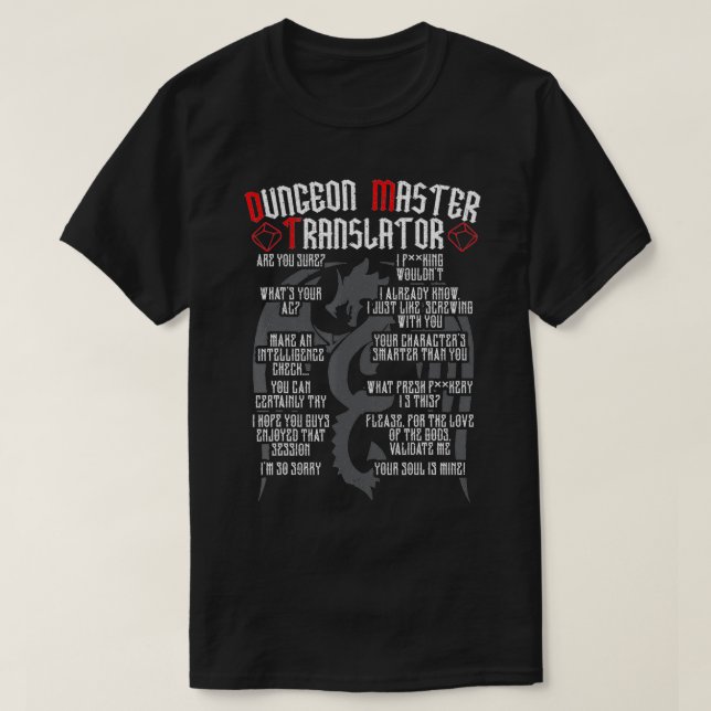 DM Translator Tabletop Board Spame RPG Gamer-spel T Shirt (Design framsida)