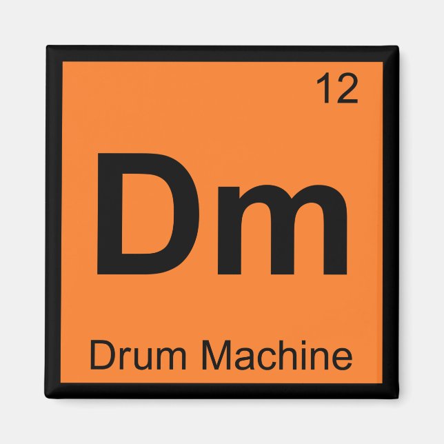 Dm - Trummaskin Kemiskt Periodiskt System Symbol Magnet (Framsidan)