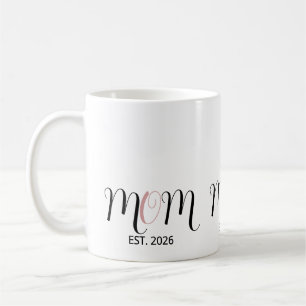 DMamma Etablerad Svart Rosa Skrift Ny Mamma Presen Kaffemugg