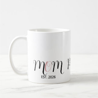 DMamma Etablerad Svart Rosa Skrift Ny Mamma Presen Kaffemugg