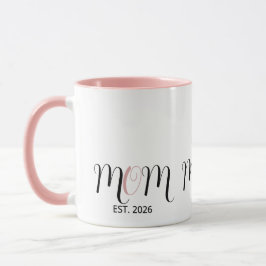 DMamma Etablerad Svart Rosa Skrift Ny Mamma Presen Mugg