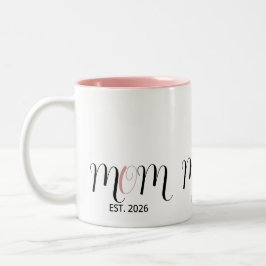 DMamma Etablerad Svart Rosa Skrift Ny Mamma Presen Två-Tonad Mugg