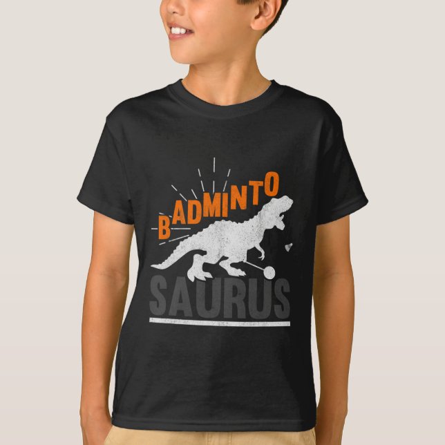 Dminto Saurus Rex Birdie Shuttle Dinosaur Dminton  T Shirt (Framsida)