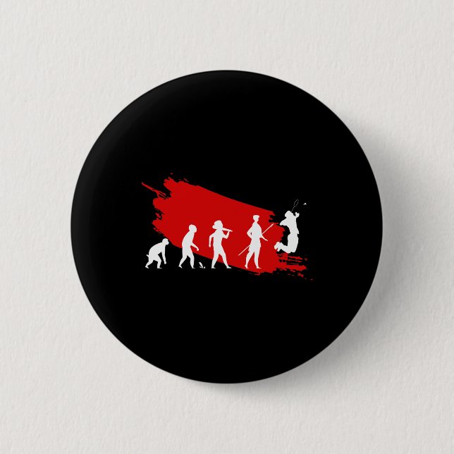 Dminton Player Evolution Funny Sports Coach Graphi Knapp (Framsida)